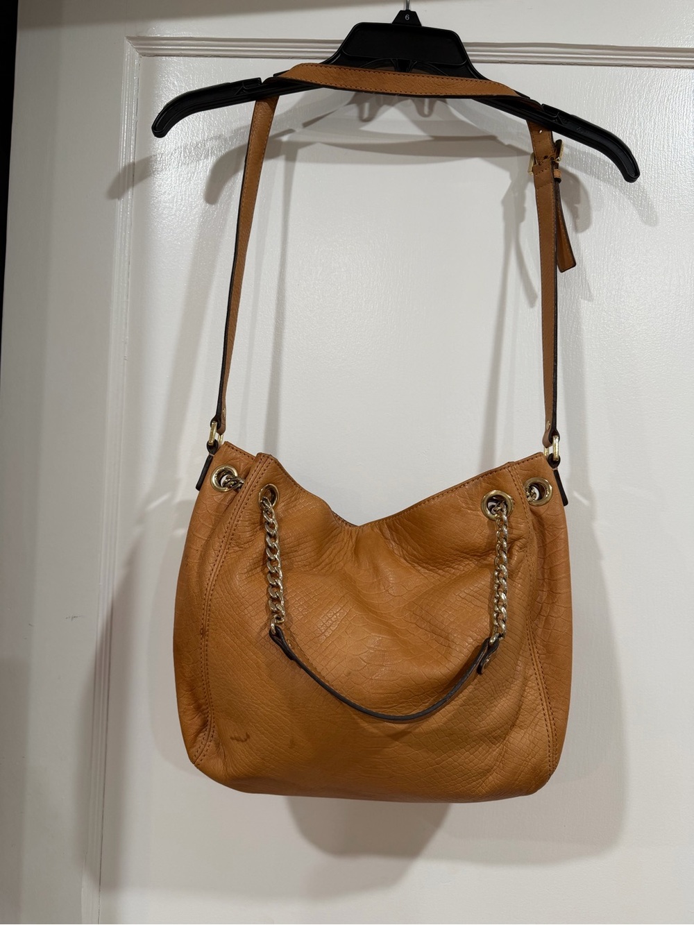 Michael Kors Cognac Leather Shoulder Bag with Gold Chain
